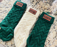 18" Knit Stockings - Leatherette Name Patch