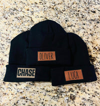 Custom Leatherette Patch Beanie Hat