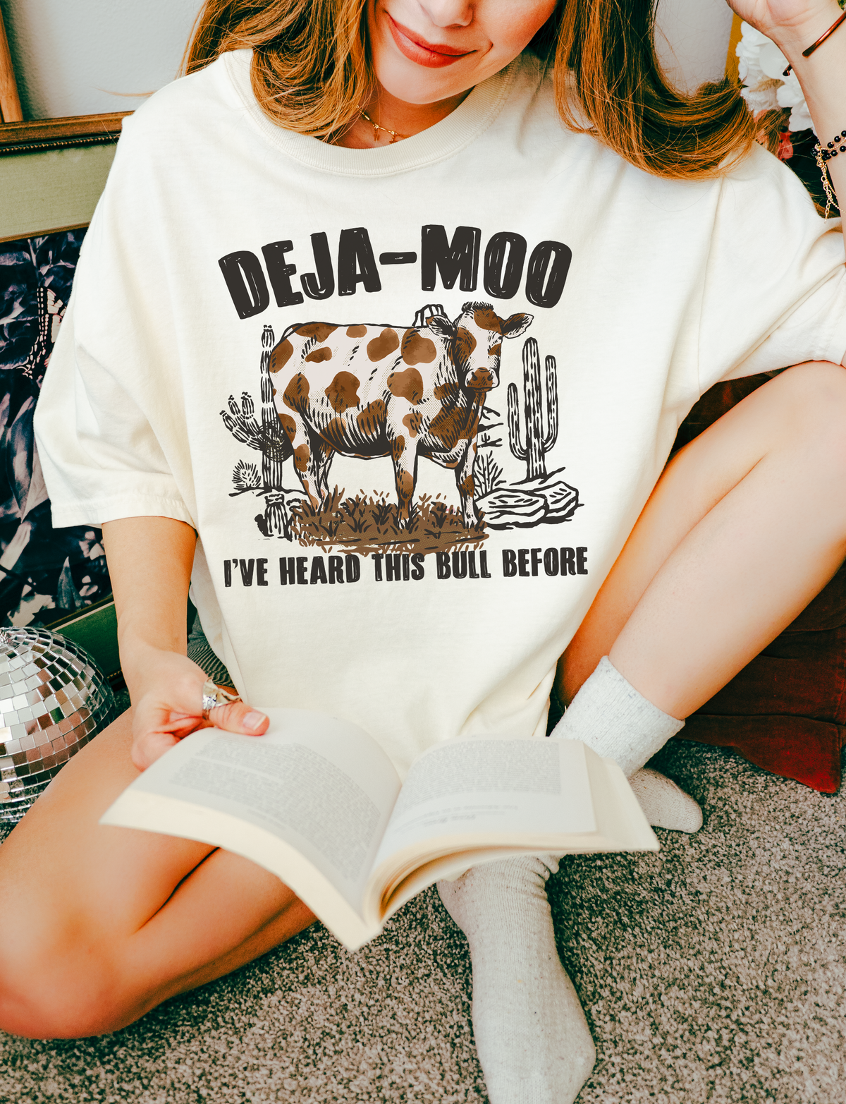 Deja- Moo Western Oversized Tee