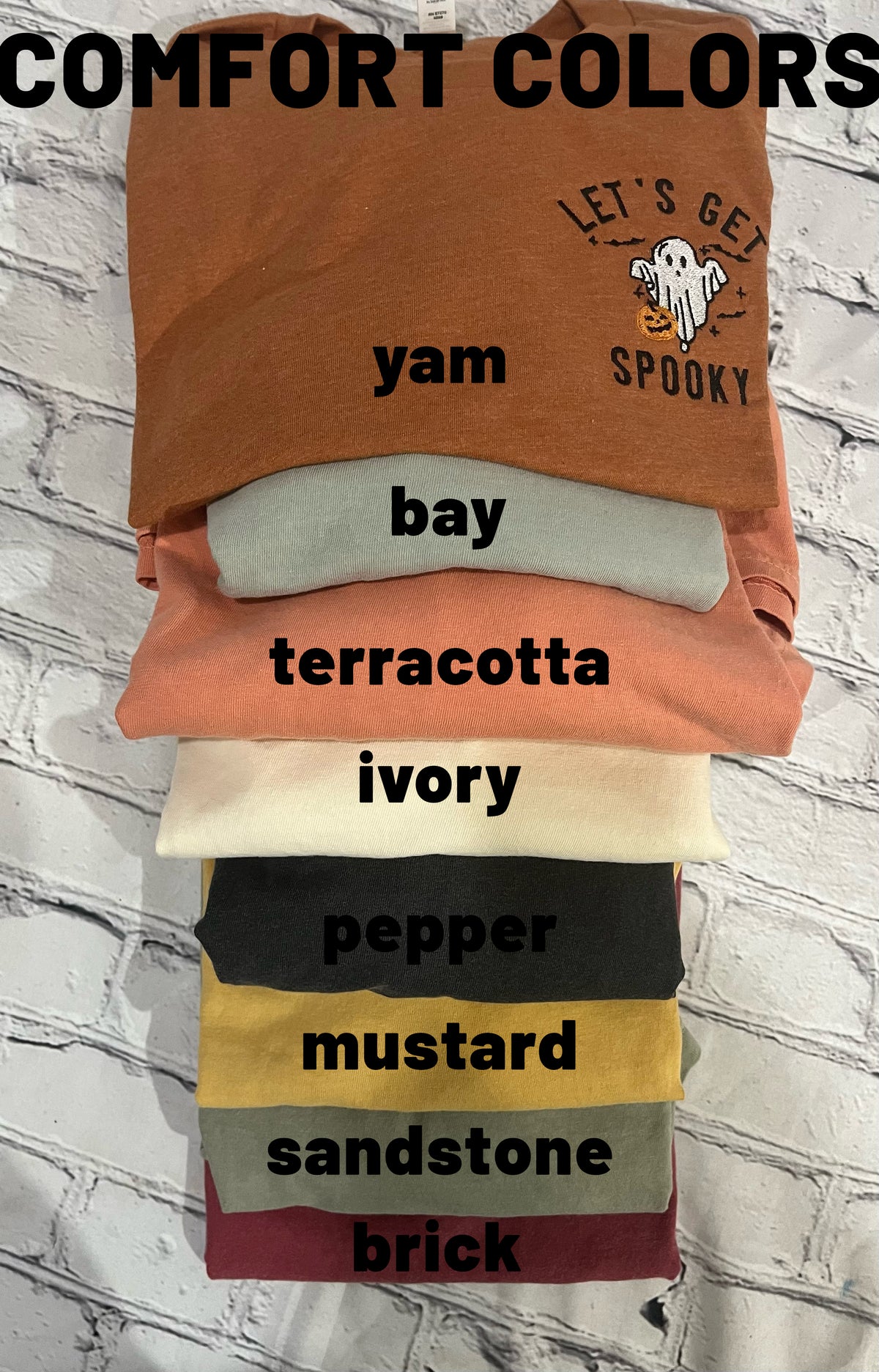 Lets Get Spooky - Embroidered Crewneck Oversized Tshirt - Comfort Colors