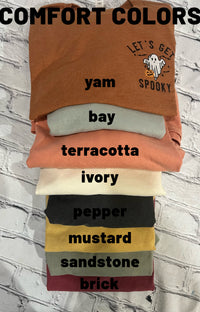 Lets Get Spooky - Embroidered Crewneck Oversized Tshirt - Comfort Colors
