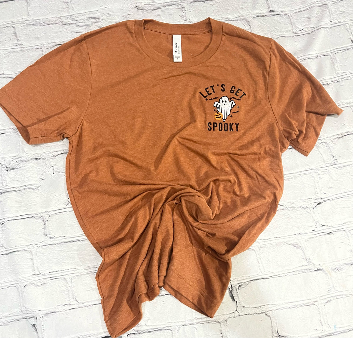 Lets Get Spooky - Embroidered Crewneck Oversized Tshirt - Comfort Colors