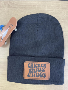 Chicken Nugs and Hugs Patch beanie hat