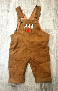 Infant Corduroy Overalls - Embroidered Christmas Reindeer